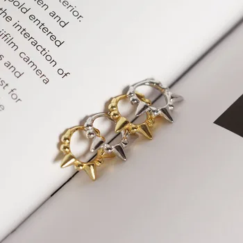 S925 Sølv Geometriske Perle Nitte Tidevandet Person Cirkel Små Øre Spænde Personlighed Silver-Ear-Ring for Mænd og Kvinder Smykker