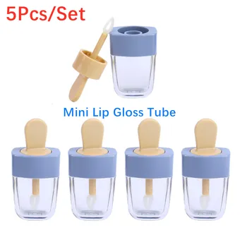 5ml 5Pcs/Set Ice Cream Form Mini Lip Gloss Rør Tom Lip Balm Container DIY Med Låg Gummi Indsætter Læift Genpåfyldelig Flaske