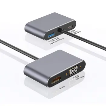 4-I-1 USB-VGA-HDMI-kompatible Type C 3.1 Konverter Kabel-Adapter USB 3.0/Type-C-HUB Til Apple Macbook Adapter