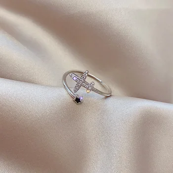 Simple mode ring kreative fly mikro-indlagt zircon kreative smykker feminine personlighed fælles open ring