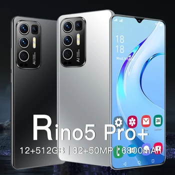 2021 Nye Ankomst Smartphone Rino5 Pro+ MTK6889 6.7 Tommer Mobiltelefon 10Core 1440*3200 5G 12+512G 32MP+50MP 6800MAH Android 11