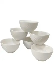 6 Stykker Keramik Suppe, Sauce, Snack Skål Relief hvid Mønster Støtte Opvaskemaskine 6-Stykke Konisk Cookie Særlige