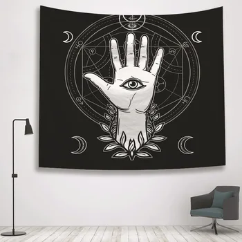 Mandala-Tapetet Hvid Sort Sol og Måne Gobelin Væggen Hænger Sladder Gobeliner Hippie-Væg Tæpper Dorm Indretning Tæppe 95x73cm