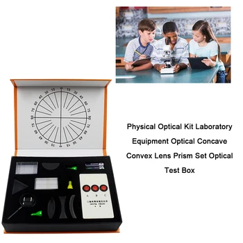 Fysisk Optisk Kit Laboratorieudstyr, Optisk Konveks Konkav Linse Prism Sæt Optiske Test Box