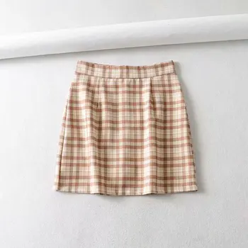 Plaid nederdel kvinder 2021 forår/sommer nye koreanske version af high-waisted tynd college vind taske hofter A-ord nederdel DLbsq369