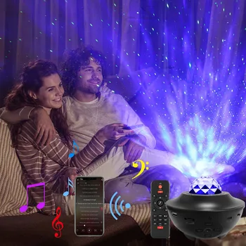Farverige stjernehimmel Galaxy Projektor BT USB Voice Control Musik Afspiller LED Nat Lys USB-Opladning Projektion Lampe Gave