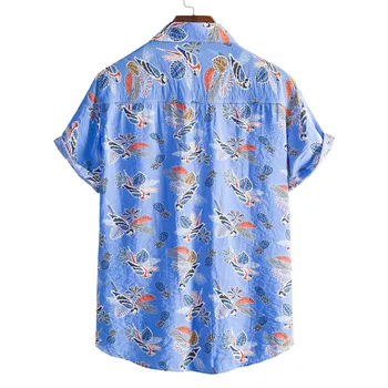 Mænd Shirt i Foråret Sommeren Afslappet Slank Trykt kortærmet Stranden Shirts Top Bluse 2021 Sommer Tøj Stranden Shirts af høj kvalitet