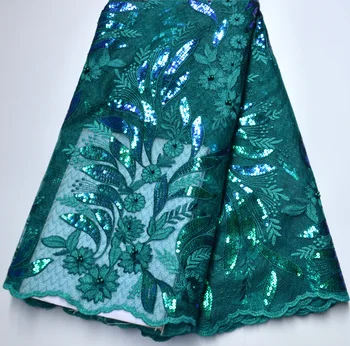 Top Høj Kvalitet Schweiziske Design Nigeria Bryllup krikand grøn Afrikansk kjole, blonder Fuld Pailletter blonde Stof