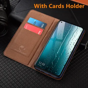 Litchi grain ægte læder flip case-kort lomme til Asus ZenFone 6Z ZS630KL/Asus ZenFone 5Z ZS620KL telefon dække hylster capa