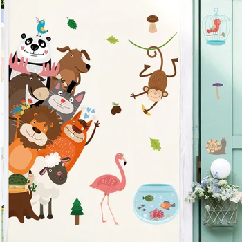 Nye Søde Wall Stickers Dyr Part Dør Klistermærker DIY Abe Koala Panda til Børnehave Klassen børneværelse Kunst Hjem