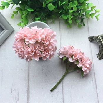 6stk/Masse 8,5 cm Mini Silke Kunstige Blomster Til Bryllup Udsmykning DIY Krans Håndværk Brude Blomster Scrapbooking Håndværk