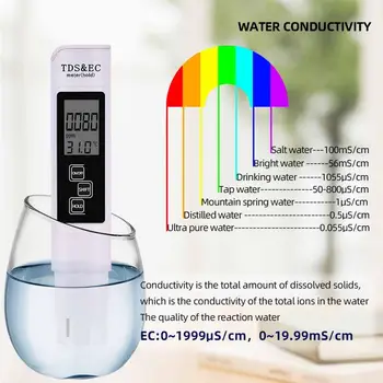 Bærbare 3-i-1 TDS EF Meter Temperatur Digital LCD-Vand Test Pen med 4 Forskellige Tilstande Vand Niveau Tester Renhed Filter