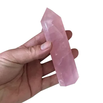 Naturlige Fluorit Crystal Farverige Stribet Satin 40-50MM Kvarts Krystal Sten Punkt Healing Sekskantet Wand Behandling Sten