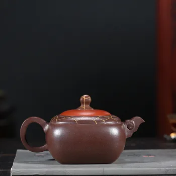 Lergryde ægte berømte kunstnere, hånd-lavet oprindelige lilla ler Xiangyun firkantede pot Kungfu tekande og te sæt