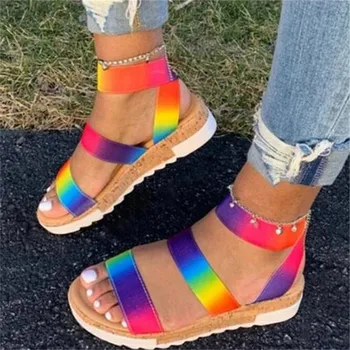 Sommeren nye stil, farve, størrelse kvinders sandaler mode platform kvinder sko casual tøfler dame dias sport loafers