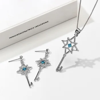 ANKA Mode Smykker Square Crystal Sæt Med Krystal fra Østrig Nøglen Form for Halskæde, Øreringe Til Kvinder #133562