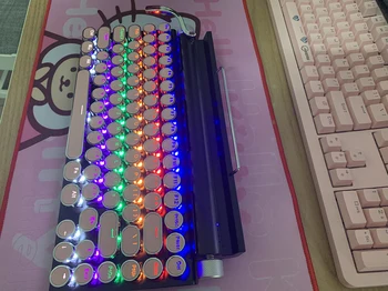 Retro skrivemaskine mekanisk tastatur runde keycap telefonen, tablet, MAC Bluetooth-tastatur til telefon, PC-spil sød pink