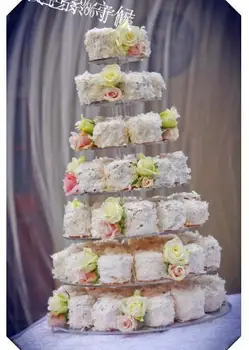 Gratis Forsendelse bryllup dekoration Pakke mail tier 7 runde akryl cup cake display hylde