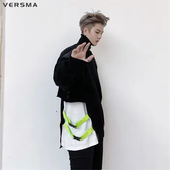 VERSMA koreanske Trendy Læder Patchwork Turtleneck Sweater Mænd Kvinder Vinteren Oversize Vintage Streetwear BF Par Trøjer Mandlige