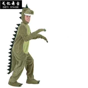 Nye Dinosaur Kigurumi Grønne Tegnefilm Dyr Buksedragt Cosplay Halloween Jul kostumer til forældre-barn Flannel Komfortable