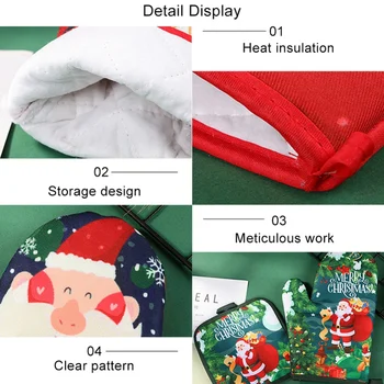 1 Stk Handsker Med Mat Tilfældig Farve Fortykket Polyester Isolering Jul Vanter Mikrobølgeovn
