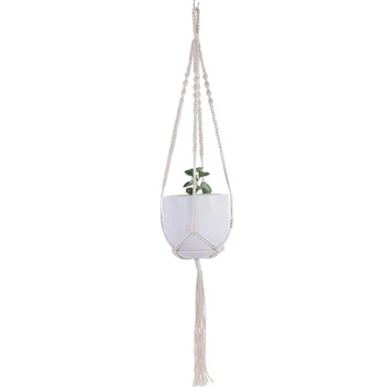 Flower pot net taske, hamp reb, bomuld reb hængende net, dekorative hængende kurv, hånd-vævet flower pot net taske