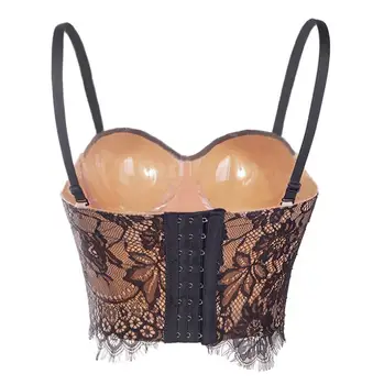 2020 Kvinder Sexy Lace Se-gennem Mesh undertøj Corset Spaghetti-Stropper Bustier Part Bra Corset Clubwear Afgrøde Top p1373