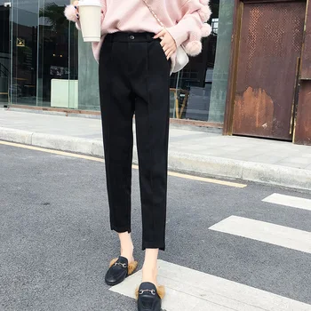 2020 Kvinder Bomuld efteråret og vinteren ny uld casual bukser løs slanke fødder koreanske version af Joker suit bukser ankel-længde bukser