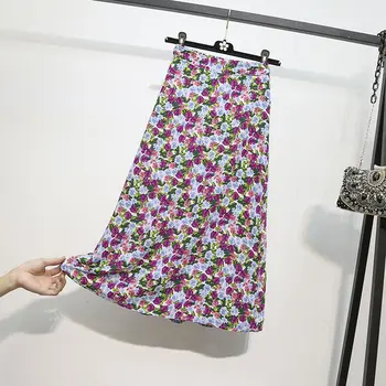 Faldas plisadas de gasa con estampado Blomster para mujer, faldas de cinture alta elástica, Estilo Vintage, P88primavera y verano