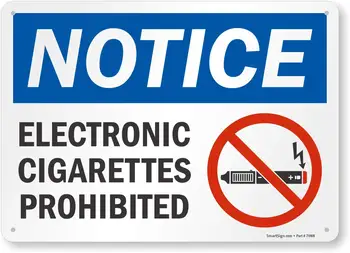SmartSign Ingen E Cigaret Ryger Tegn, Elektroniske Cigaretter Forbudt Skilt,8 x 12 Plast, Fremstillet i USA