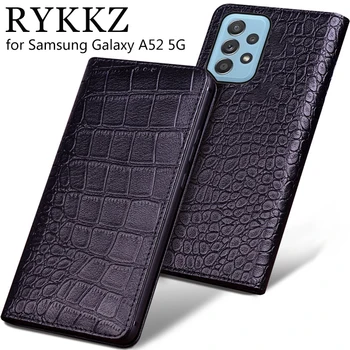 Luksus Ægte Ko Læder Flip taske Til Samsung Galaxy A52 5G Flip Cover arbejde i hånden Læder etuier Til Galaxy A32 F02S Sag