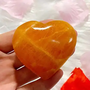 Natural orange calcit krystal kvarts hjertet Reiki healing room decoration gave