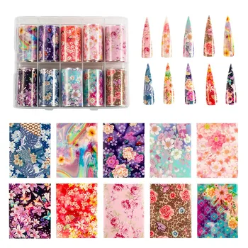 3 Kasser Mode Stjernehimmel Serie Nail Stickers Japansk Foråret Blomster Folie Transfer Papir, Stickers Til Negle Tilbehør#E