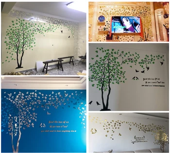 3D Træ, Akryl Spejl Wall Sticker Decals DIY Kunst-TV Baggrund Væg Plakat Hjem Dekoration Soveværelse Stue Wallstickers