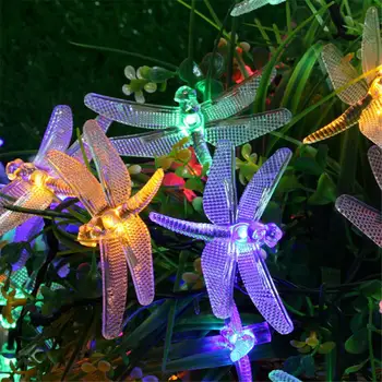 Solar String Lys Dragonfly Vandtæt Udendørs Kulørte Lampe Til Hjemmet Udendørs Garden Party Belysning Solcelle Lampe Med Hjem Dekoration