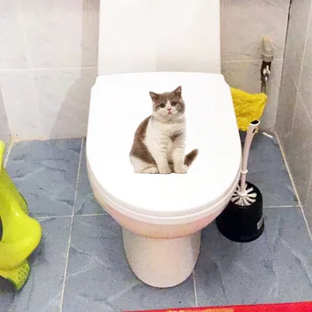 YOJA svarer til 17,9×22,5 CM Søde Kat Dyr Moderne Indretning Hjem Wall Stickers Kreative Badeværelse Toilet Decals T1-3086