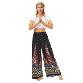 NANCY TINO Yoga Pants Kvinders Bukser Boheme Etniske Print Mode Lige Bred Ben Bukser, Sport, Yoga Casual Street Bukser