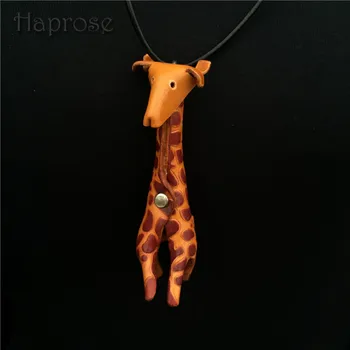 Maxi mode halskæde halskæder til kvinder, børn 2016 Ægte okselæder giraf vedhæng Dyr designs reb smykker Haprose