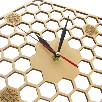 Sekskantede Honeycomb Vægur Hjem Dekoration Geometriske Se Træ-Vægur Kreative Væg Ur Aftagelig Kunst Decal Sticker