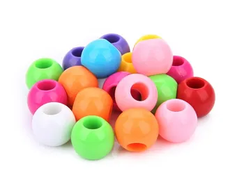 50stk Akryl solid blanding farve runde perler af plast solid farve perler DIY Tilbehør, tøj løse perler stort hul fdgy4