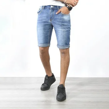 Mænd Jeans Short Denim Jeans Super Stretch Solid Pockects Shorts Knælange Bukser Udendørs Sport Fashion Streetwear Jeans