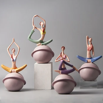 Nordiske Kreative Harpiks Figur Model Boligindretning Accessorie Moderne Yoga Pige Kunsthåndværk Stue Dekorative Statuette Gaver