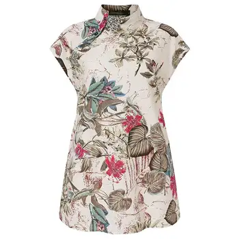 Kvinder Toppe og Bluser Celmia 2021 Sommeren Vintage Bluse med Rullekrave Casual Blomstret Print, Knapper Mode kortærmet Skjorte