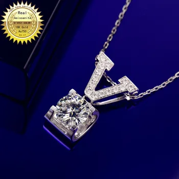 Solid Au750 18K guld Halskæde 1ct moissanite Diamant DVVS farve Med nationale certifikat 0010