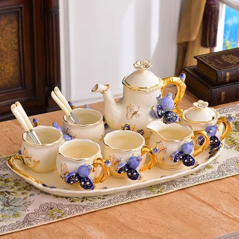 Europa-te-sæt small luxury tekande med skuffe kaffe kop kaffe Britiske eftermiddagste husstand keramik
