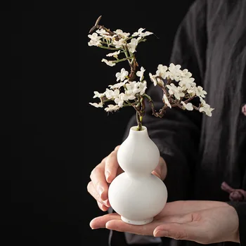 Mini Lille Vase Hvid Porcelæn Hellige Vand Vase Te Te Ceremoni Kinesiske Blomst Holder Keramiske Hydroponiske Anlæg Blomst Ware