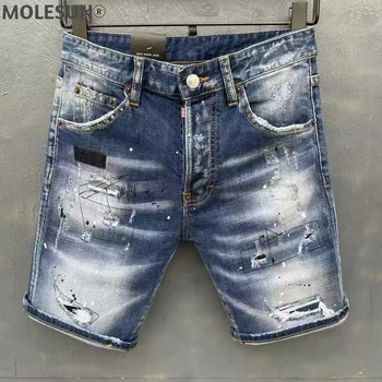 2021 nye sommer dsq mærke Italien jeans mænd Shorts jeans Mænd denim bukser lige maling Slank blue hole dsq Shorts jeans til mænd