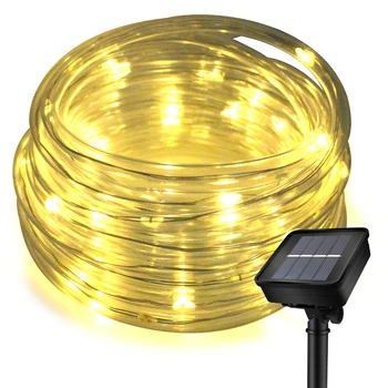 Solar Powered String Rør Lys Led Udendørs Reb Fe Lys 8 Modes Haven Indretning Belysning 7-30M Vandtæt Ferie Lampe