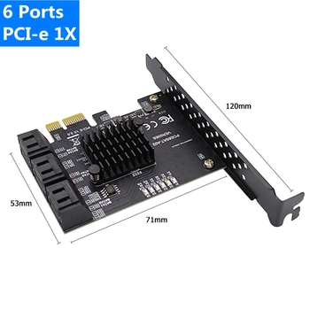 6 gbps SATA 3.0 er til PCI-E Controller Kort 6 Porte SATAIII PCIe-Expansion-Kort PCI Express-Adapter Converter