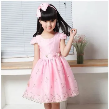 Forår og sommer børnetøj udenrigshandel børns kjole sød prinsesse kjole piger mesh kjole k1